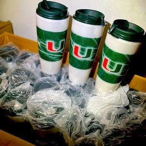 24oz Miami Hurricanes hot/cold tumbler. Team colors.